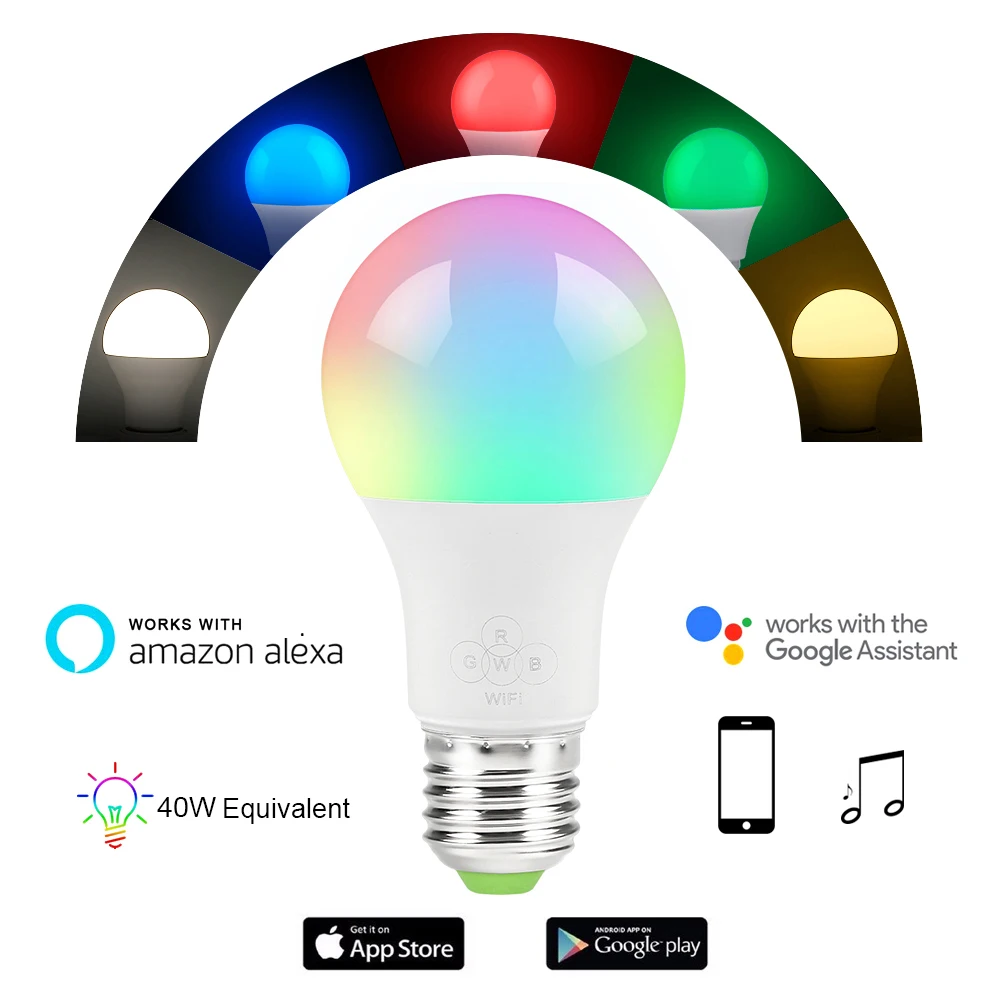 1/3 шт. смарт-лампа светодиодный 4,5/7/11 Вт RGB волшебная лампа E27 Цвет изменения, лампа для домашнего освещения совместим с Alexa и Google Assistant