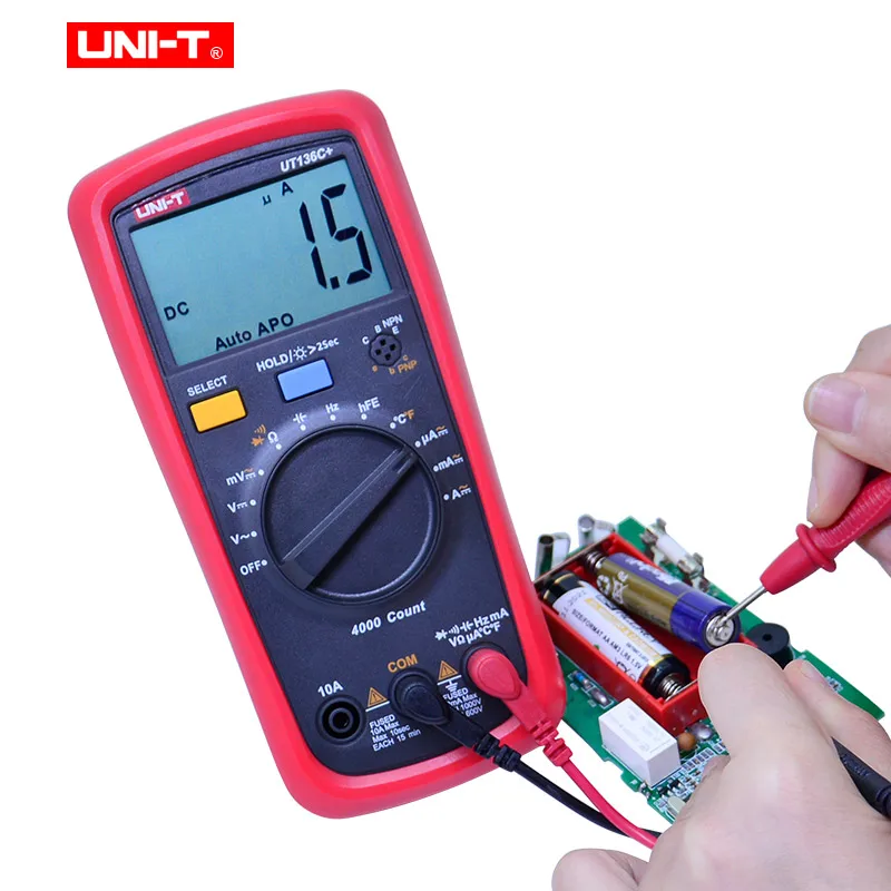 Beste UNI T UT136B + UT136C + Multimeter Digitale multimeter tester AC DC Voltmeter Amperemeter Ohm capaciteit HFE Diode transistor tester