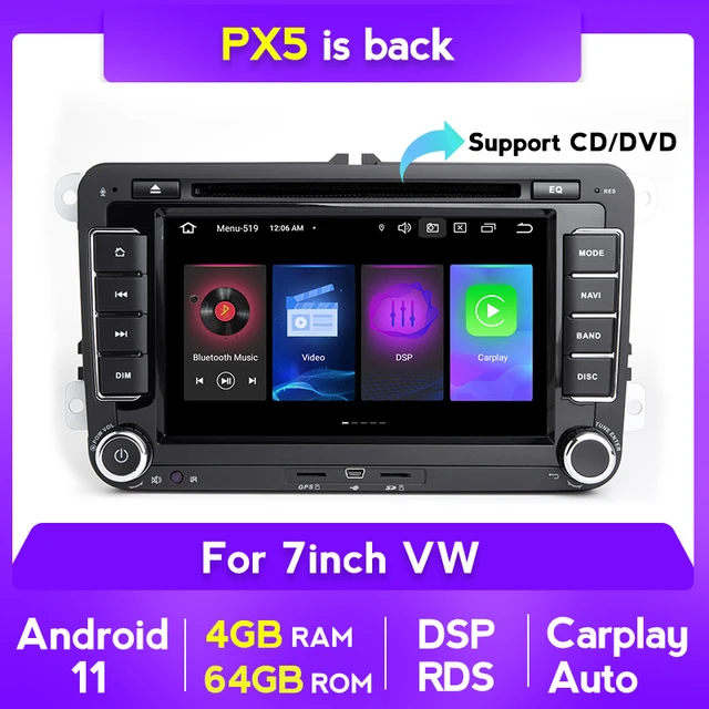 7 "8" PX5 Android 11 Auto Radio Für VW Amarok Caddy EOS Golf 5/6 Passat  Polo T5 Touran skoda Yeti Multimedia GPS Navigation RDS _ - AliExpress  Mobile