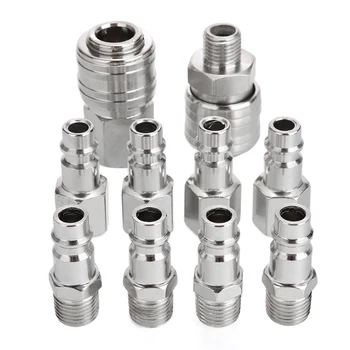 

10pcs Silver 1/4"Air Line Fitting Quick Release BSP Air Line Fitting Hose Compressor Euro Connector Fittings Pneumatic Parts