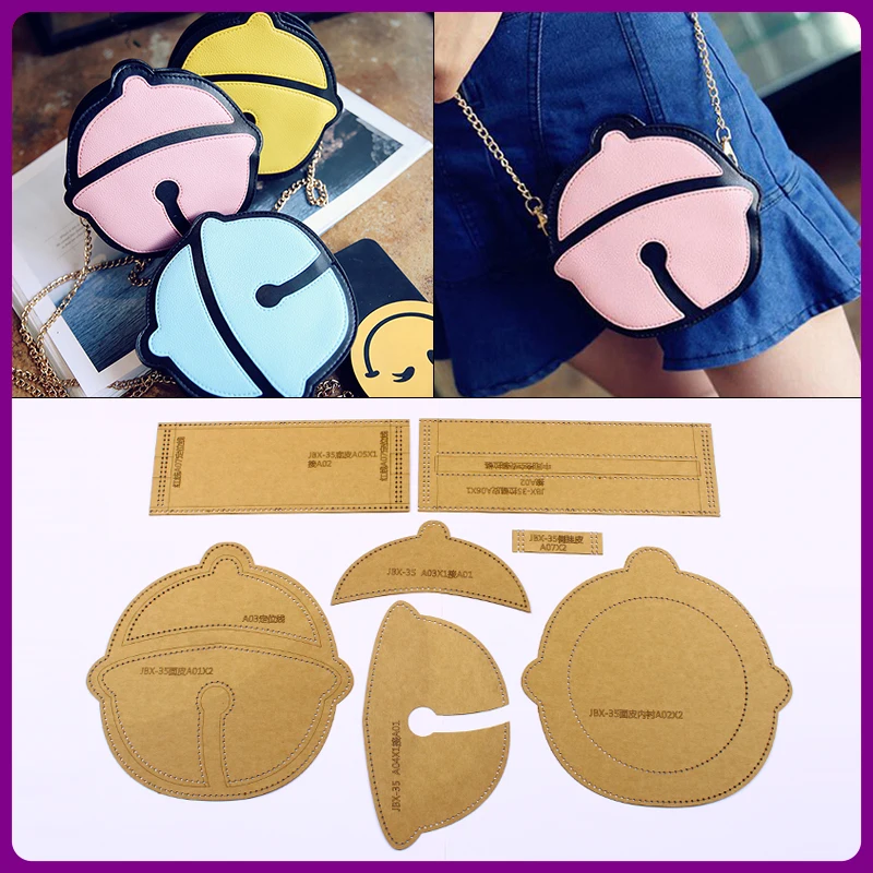 1 компл. Мультфильм одно плечо сумка кроссбоди мешок DIY ручной кожаный дизайн крафт-бумага шаблон кожаный шаблон