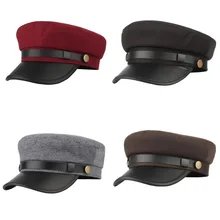 Темно-синяя Матросская Кепка с плоским верхом, военная Кепка, модная унисекс из хлопка ПУ 58 см, подходит для 4 сезонов и отлично подходит для внутреннего и наружного применения