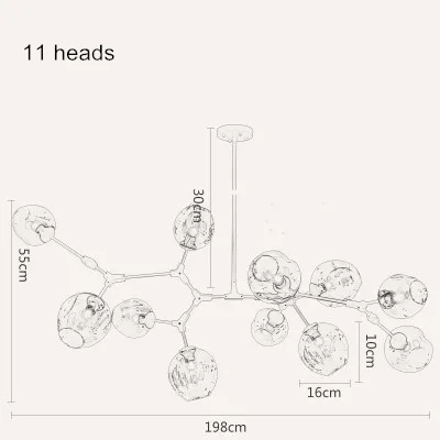 11 heads Подвесной светильник люстра для кухни лофт декор светильник подвесной светильники - Цвет абажура: 11 heads