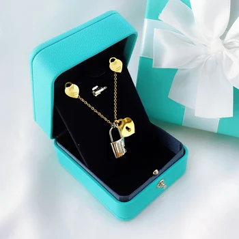 

New Statement Couple Necklace for Women Fashion Key Lock Pendant Link Chain Fashion Jewelry Heart Necklace Wholesale