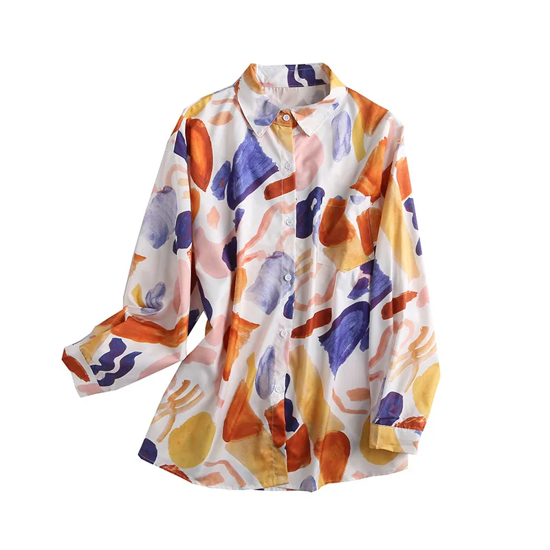 

Long Sleeve Silk Blouse Print Button Blouse White Shirt Womens Tops and Blouses Fashion 2020 Winter Blouse Autumn