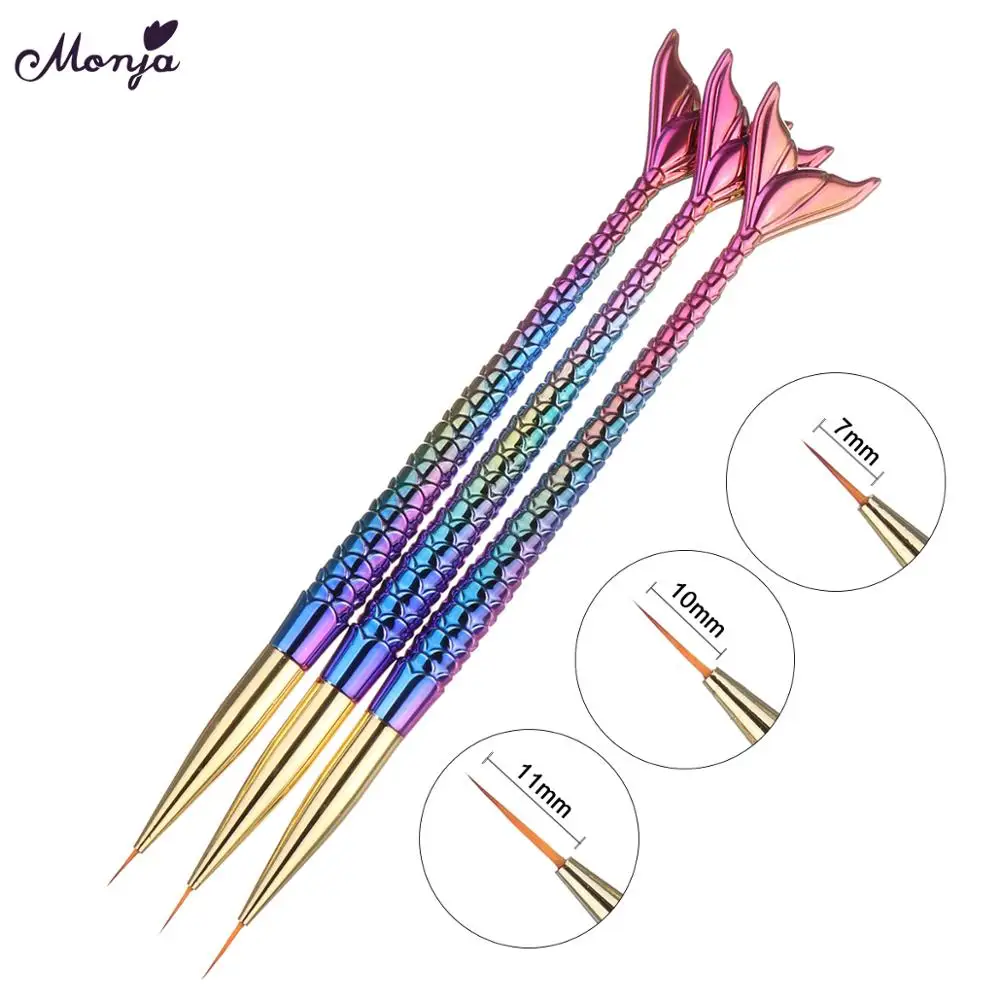 Набор для рисования Monja 3 шт./компл. 7/10/11 мм|brush manicure|pen brush toolsmanicure |