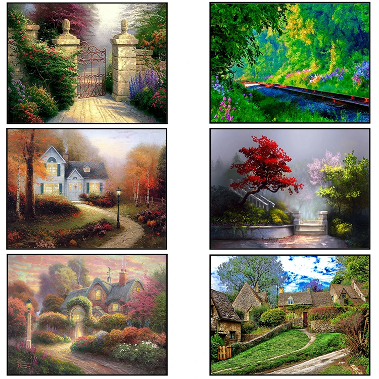 Thomas Paesaggio Pittura A Olio Rose Cottage Paesaggio Pastorale Soggiorno Divano Sfondo Muro Art Poster Pittura Decorativa