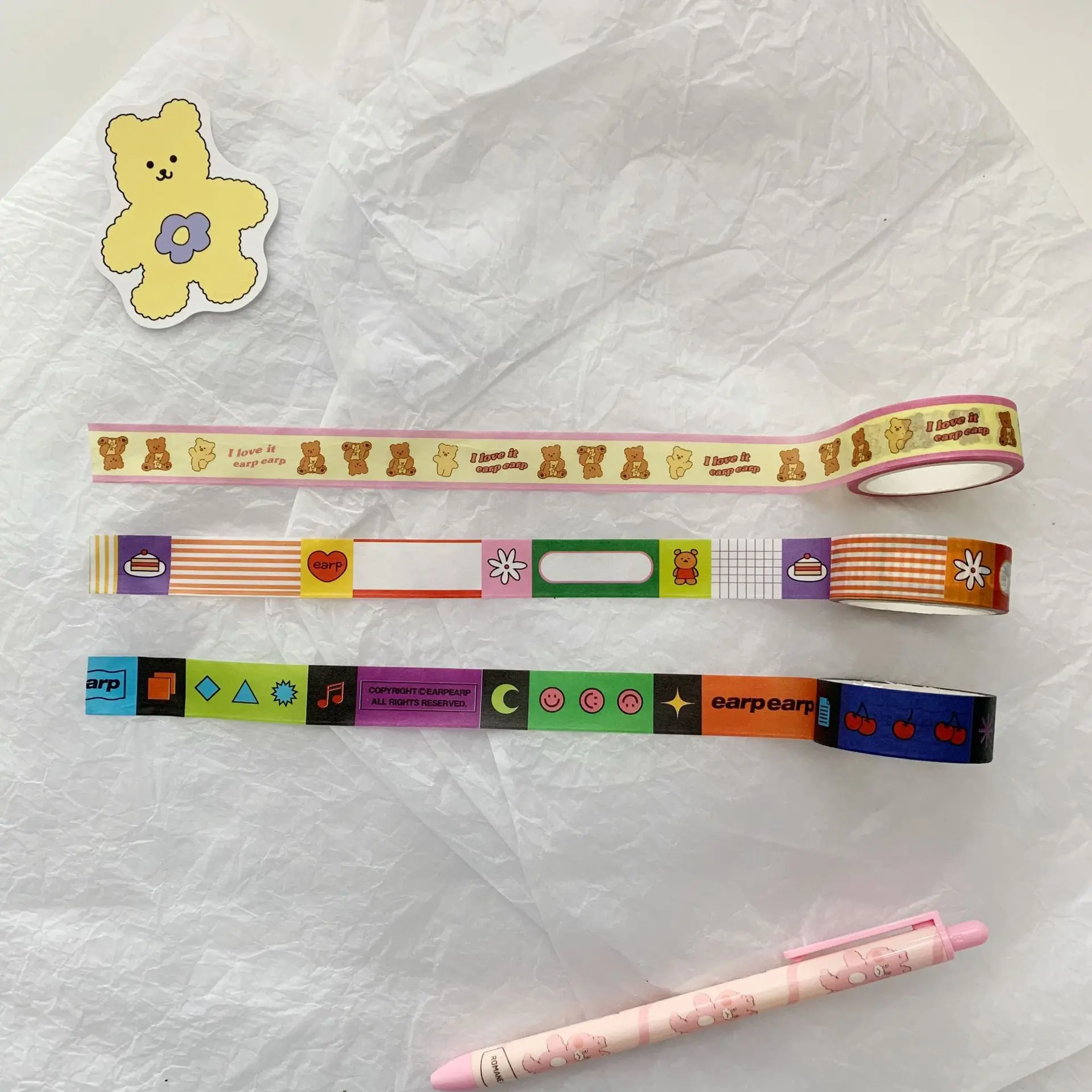 

Ins 5m Cute Bear Cake Washi Tape Sealing Note Cards Colorful Masking Tape Notebook Diy Creative Decorative Sticker Stationery