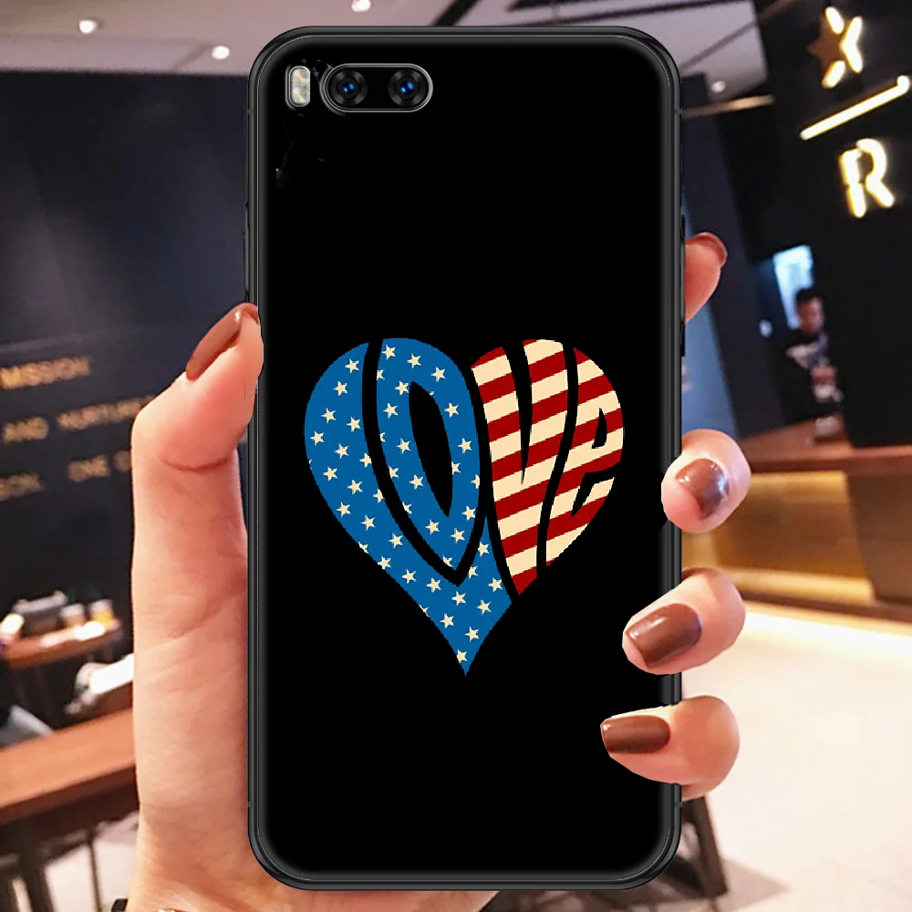 xiaomi leather case charging America USA Flag Phone case For Xiaomi Mi Max Note 3 A2 A3 8 9 9T 10 Lite Pro Ultra black pretty shell painting bumper soft xiaomi leather case color Cases For Xiaomi
