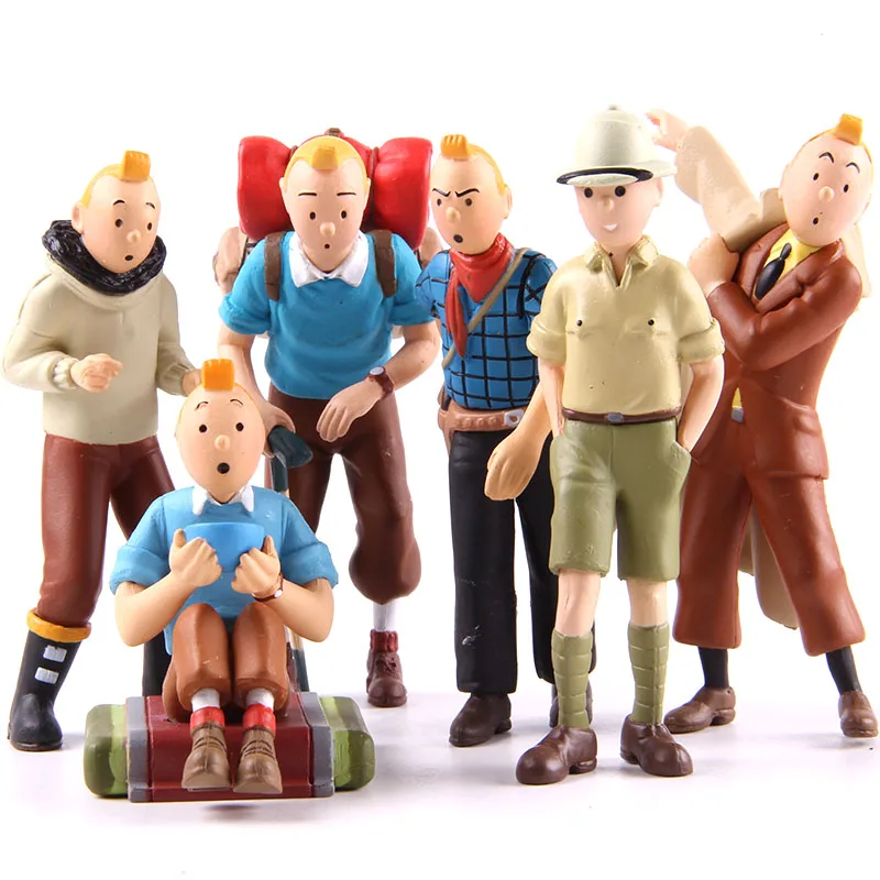 

Classic Cartoon The Adventures of Tintin Tin Tin Figures PVC Action Figure Collectible Model Toys Dolls 6pcs/set