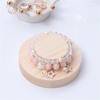

9.9cm Diameter Hat Shape Solid Wood Bracelets Display Holder Wood Jewelry Display Holder Hair Rope Display Stand