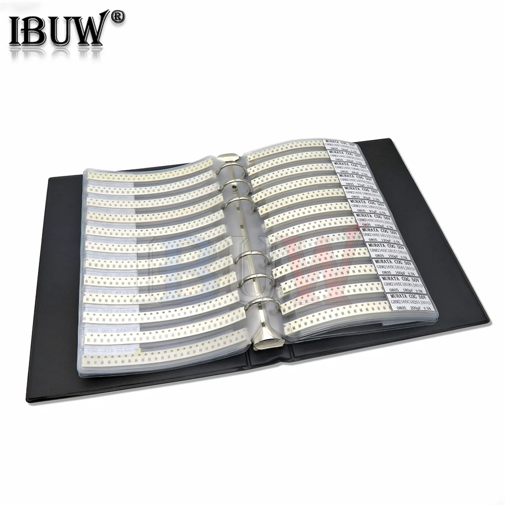 950PCS 2550PCS 4500PCS 0201 0402 0603 0805 1206 Capacitor sample book ibuw SMD Assorted Kit 10uf 1nf 100pf 10nf blank book, smd capacitor