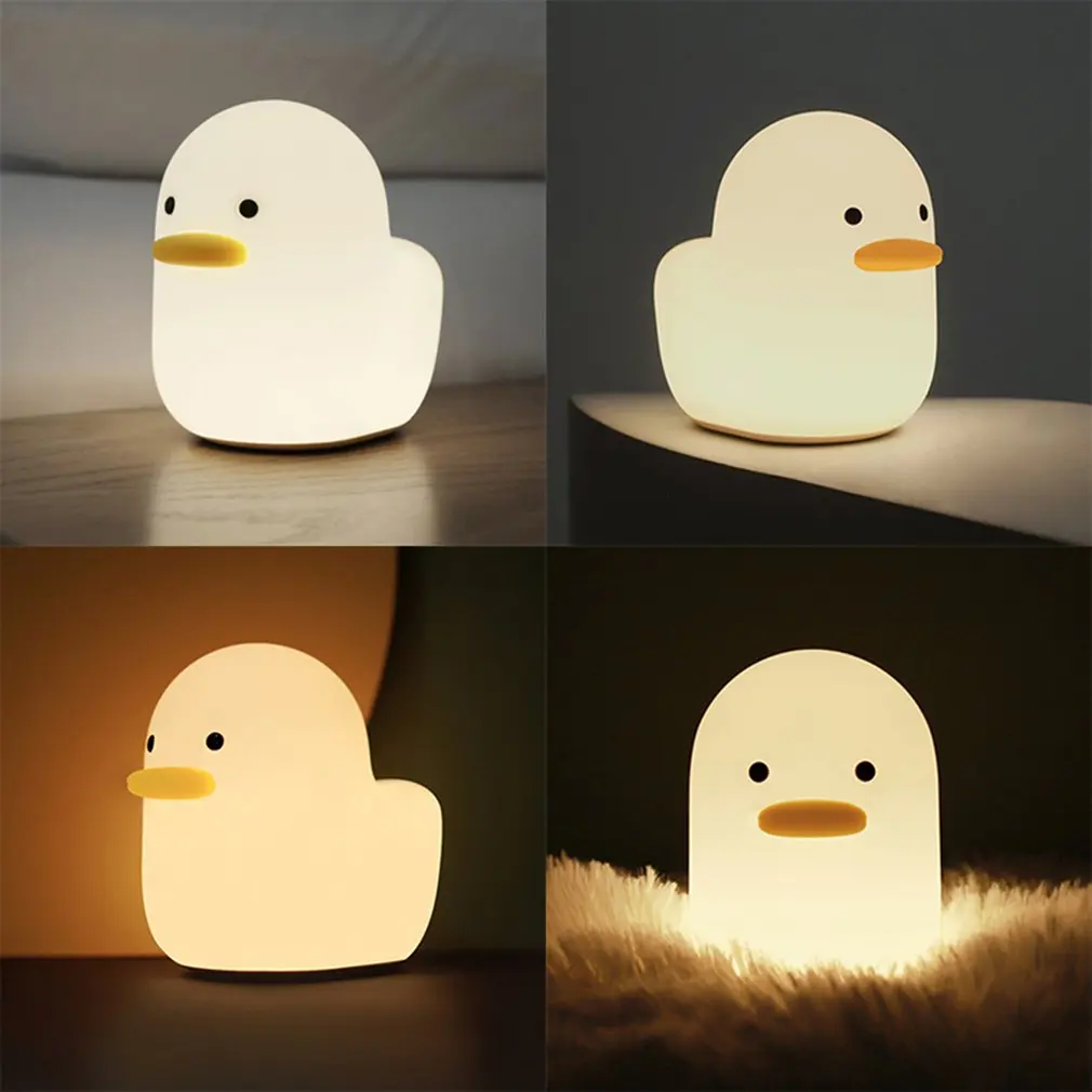 

Hot LED Night Light Mini Cute Duck Mood Night Lamp Cartoon Toy Intelligence Development White Light Gift For Baby Bedroom