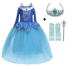 Платье принцессы Авроры; маскарадные костюмы Спящей красавицы на Хэллоуин; детская одежда; Карнавальный костюм для дня рождения; вечерние костюмы для девочек