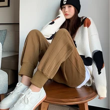 

2022 Fashion Women Harem Pants Female Casual Loose High Waist Long Trousers Drawstring Sweat Streetwear Pant