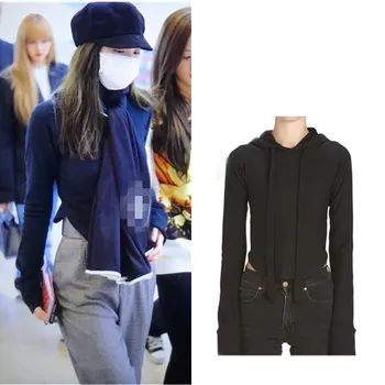 

kpop Blackpink JENNIE 2020 Women streetwear Hooded Sweatshirts Long Sleeve Solid color Hoodies Pullover harajuku female clothes