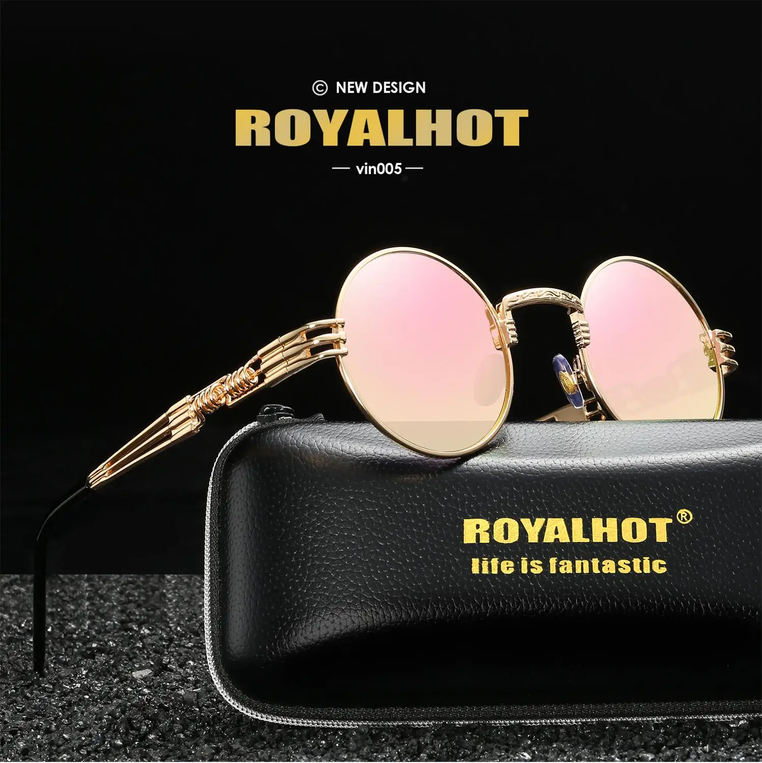 

RoyalHot Retro Classic Vintage Round Men Sunglasses Brand Designer Sun Glasses Metal Frame Resin Lens Eyewear for Women