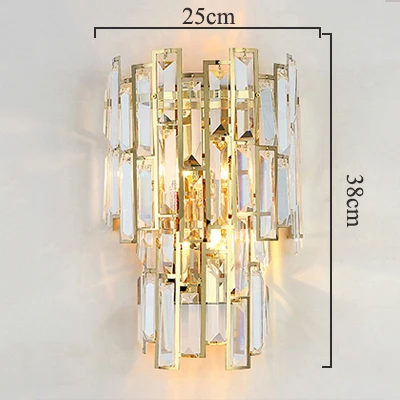 Modern crystal wall lamp gold sconce lights AC110V 220V fashion luxury lustre living room bedroom light fixtures - Цвет абажура: A Gold