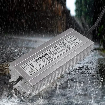 

IP67 12V DC 200W LED Power Supply High-PowerTransformer Waterproof for Outdoor Use US Plug