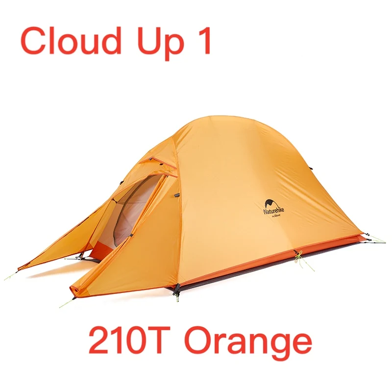 Naturehike Cloud Up Series Сверхлегкая походная палатка Водонепроницаемая походная палатка 20D нейлоновая складываемая палатка с бесплатным ковриком - Цвет: CloudUp1 210T Orange