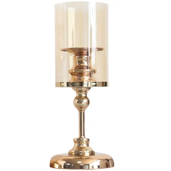 

1pc Retro Candlestick Iron Golden Candle Holder Household Decor Candlestick