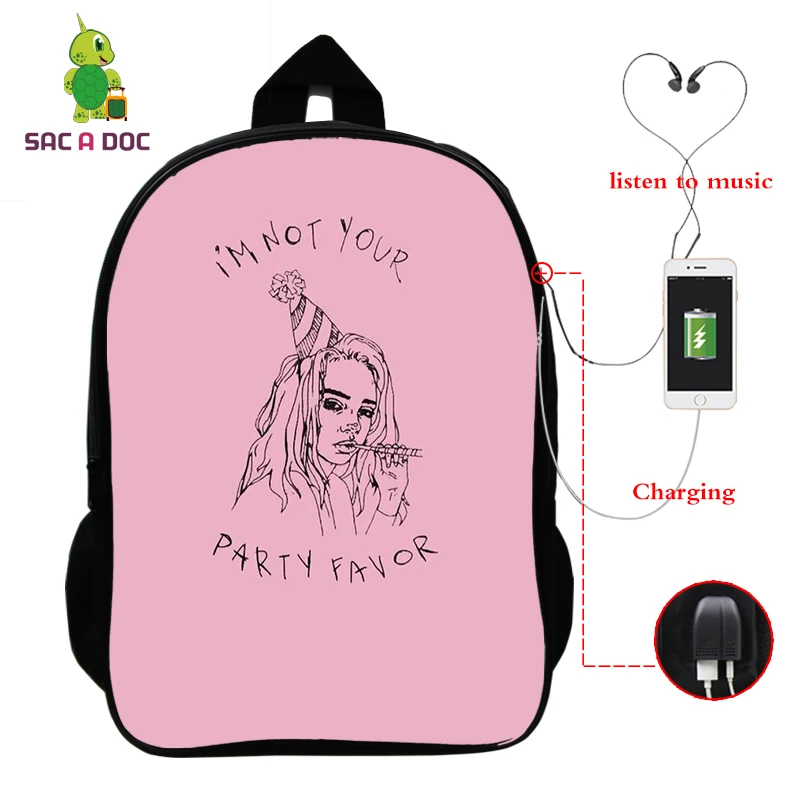 164-JX-billie 8 Рюкзак Mochila Billie Eilish, школьные сумки для подростков, девочек, мальчиков, рюкзак, женский рюкзак, USB зарядка, многофункциональный рюкзак для путешествий - Цвет: 164-JX-billie 8