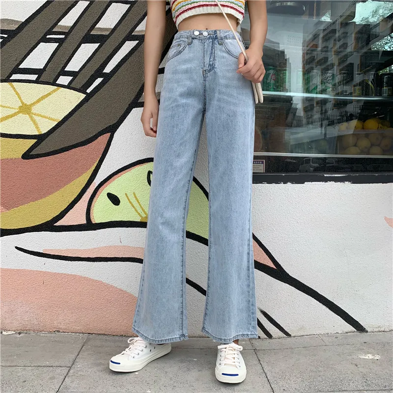 Summer Korean-style Fashion Loose-Fit Wide-Leg Jeans Hyuna Celebrity Style High-waisted Drape Casual Versatile Floor-Length