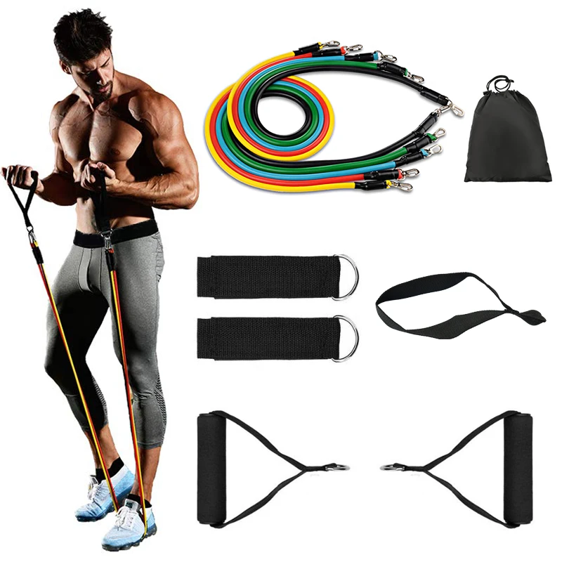 

Resistance Bands 11PCS Tube Set Stretch Training Rubber Expander Tubes Fitness Gum Elastic Pull Rope Pilates Yoga Brick