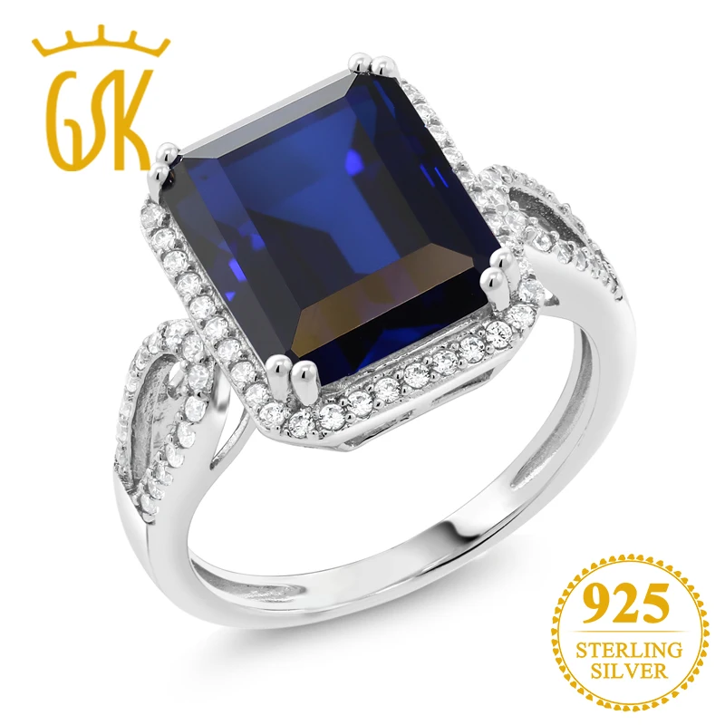 GemStoneKing 5 00 Ct восьмиугольное кольцо с искусственным сапфиром коктейльное 925 пробы