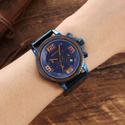 REDEAR Relojes de pulsera de cuarzo para hombre, pulsera resistente al agua con tres esferas, Correa multifuncional, calendario, cronómetro