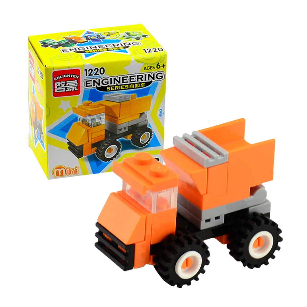Building Blocks Vehicle Toys Set-Crane Forklift Bulldozer Excavator Dumper
