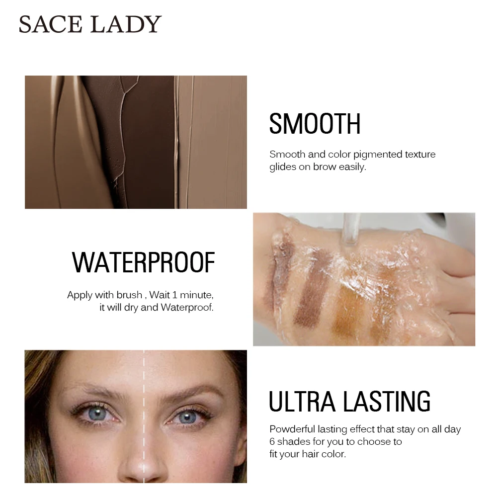SACE LADY Waterproof Eyebrow Gel Makeup Shade For Eye Brow Natural Enhancer Make Up Cream Long Lasting Brand Cosmetic SACE LADY Waterproof Eyebrow Gel Makeup Shade For Eye Brow Natural Enhancer Make Up Cream Long Lasting Brand Cosmetic