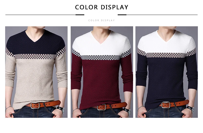 BROWON Men Brand Sweater 2021 Sweater Business Leisure Sweater Pullover V-neck Mens Fit Slim Sweaters Knitted for Man