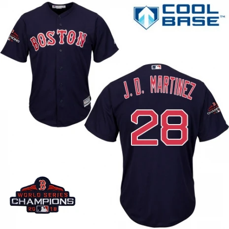 Молодежные Дети Boston J. D. Martinez Red Sox Scarlet команда чемпионов мира с логотипом игрока красные майки - Цвет: men