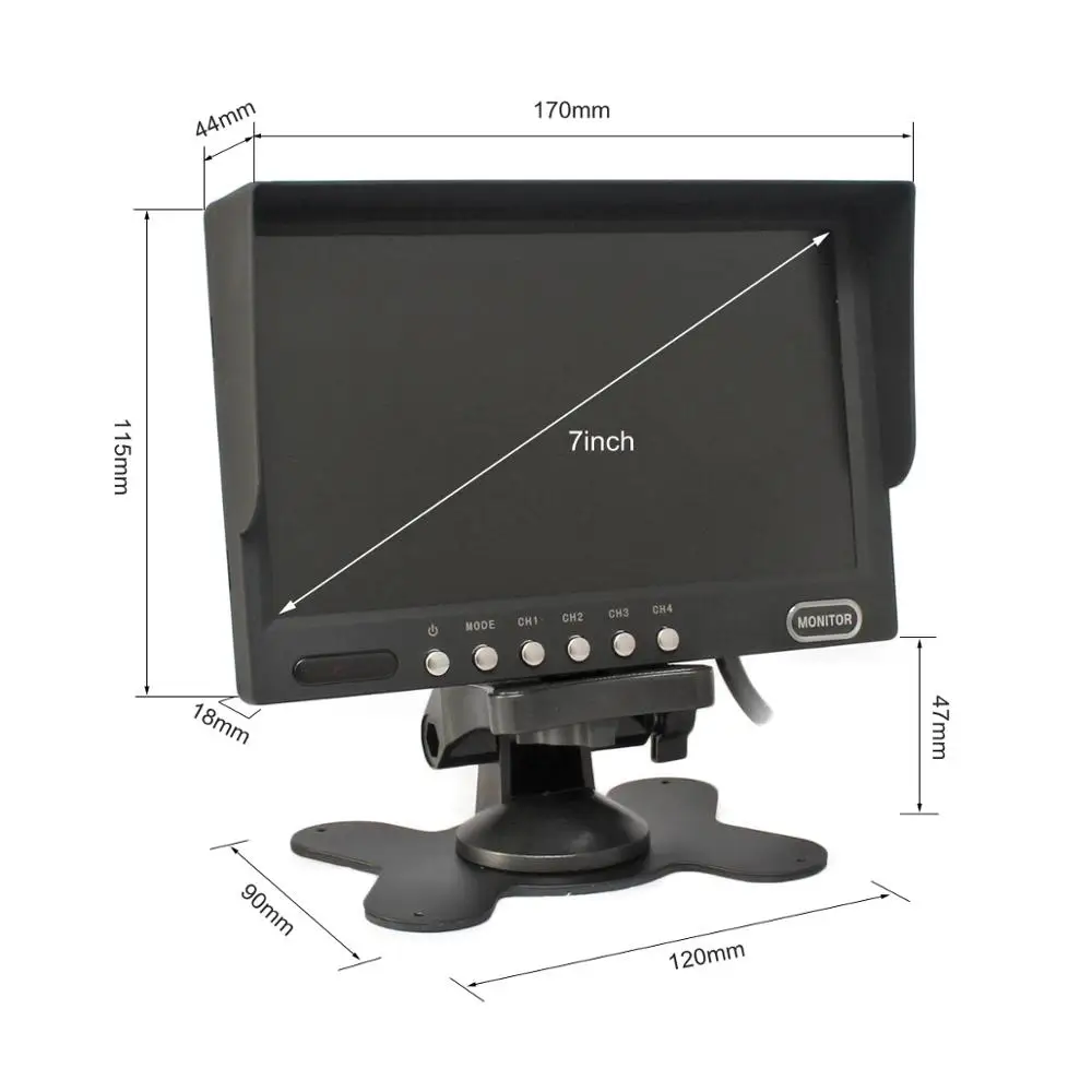 DIYSECUR 7 дюймов 4 Разделение Quad ЖК-дисплей Экран Цвет дисплея монитор заднего вида автомобиля монитор DC12V-24V для мониторинга Системы