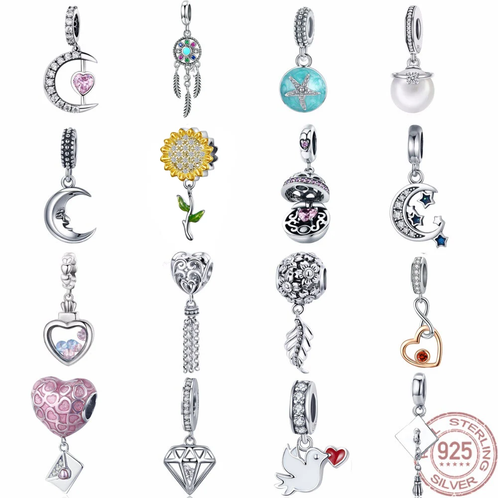 Geoki DIY fit Pandora браслет Аладдин лампа Луна Морская звезда подвески 925 серебряный самолет Мотоцикл Птицы бусины