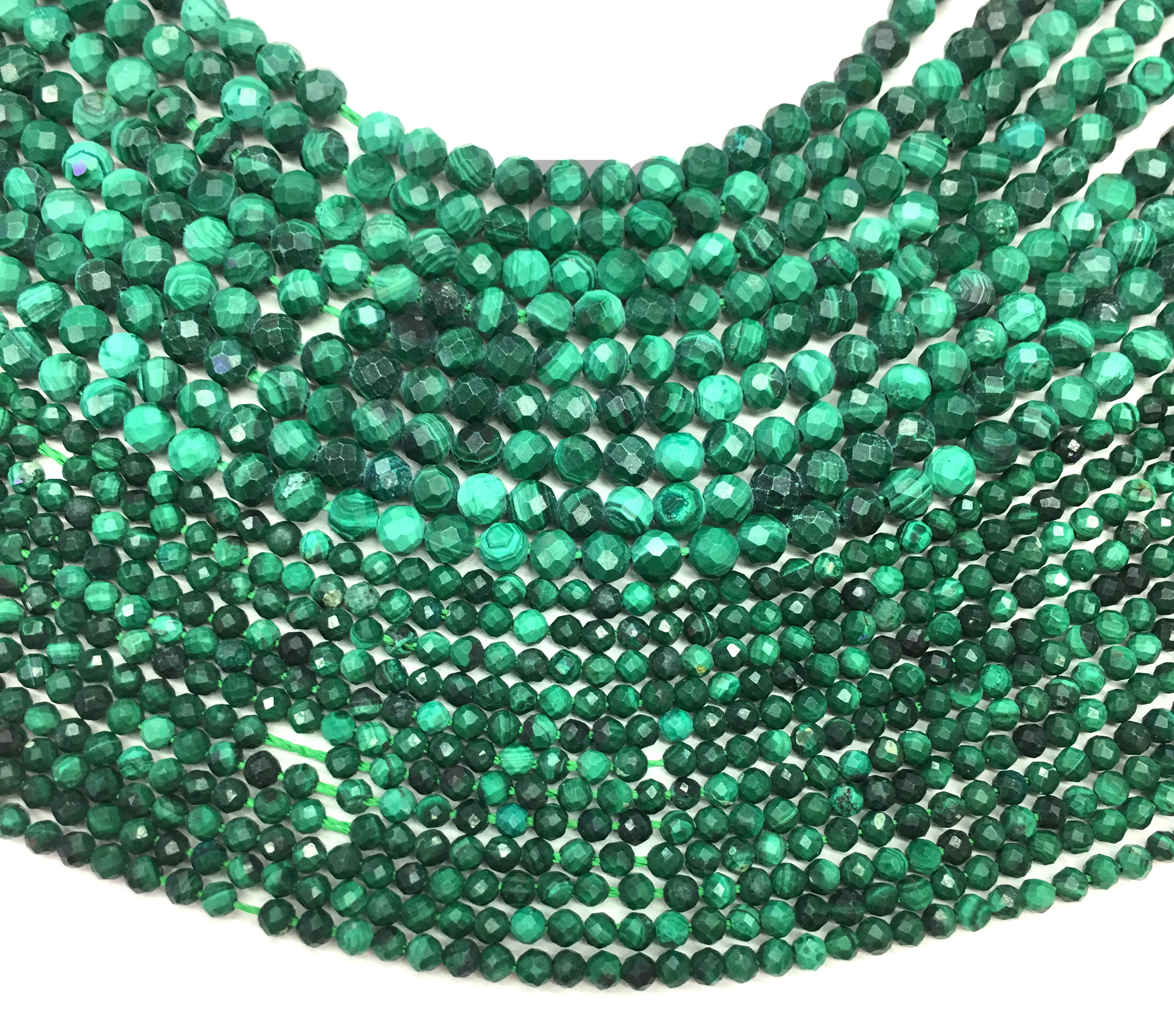 Green Malachite Gemstone Beads 13 Inch Strand 2 MM Faceted Malachite Gemstone Handmade Beads Malachite Round Shape Stone Your Anniversary