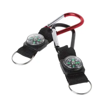 

50Pcs Mountaining Compass Camping Climbing Hiking Carabiner Key Ring Tool Mini Keychain Hock Clip Carabiner Tactical Gear Black