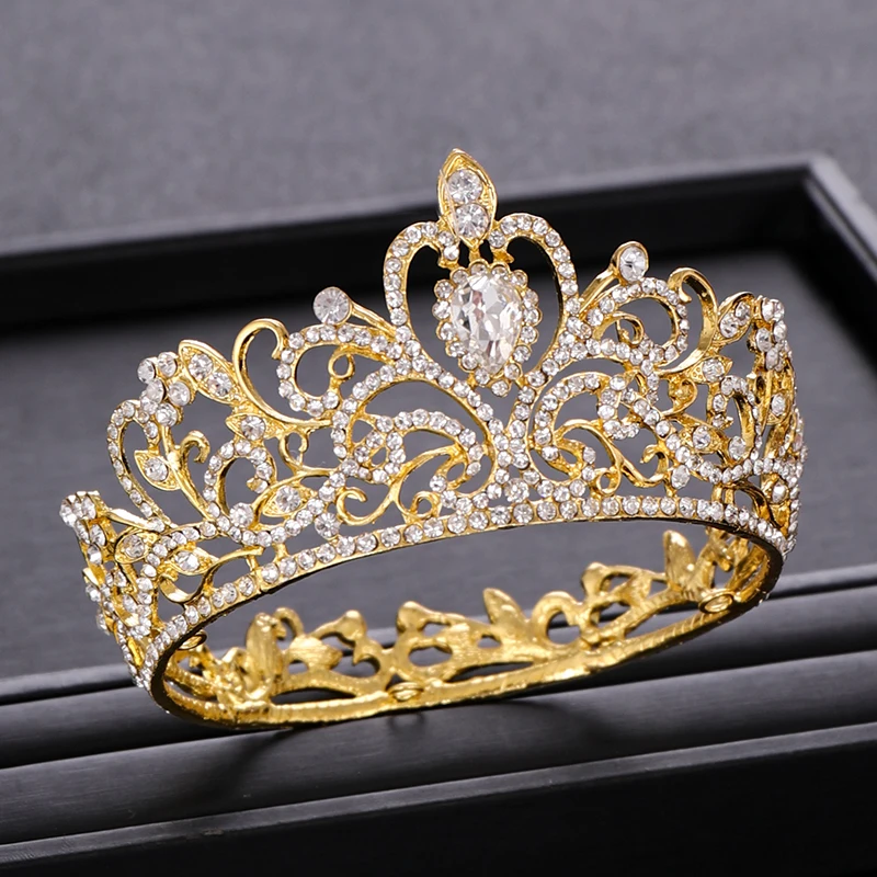 Трендовая Корона невесты в стиле барокко, Хрустальная корона со стразами, головная повязка, Королевская корона, Золотая Корона, аксессуары для волос, корона для невесты