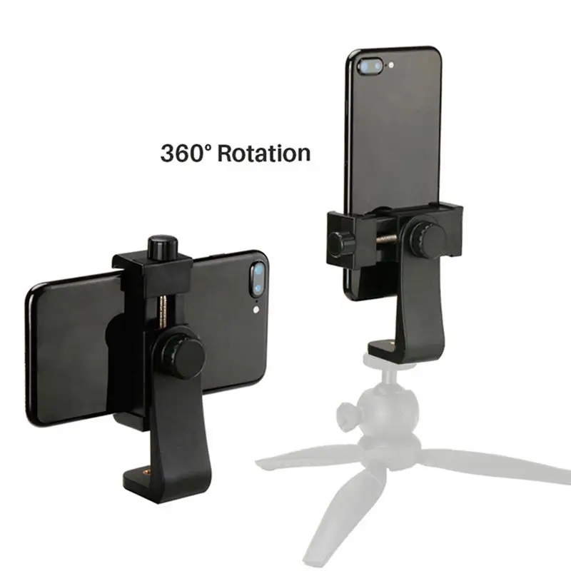 

New Universal Phone Tripod Mount Adapter Cellphone Clipper Stand Vertical 360 Degree Adjustable Holder