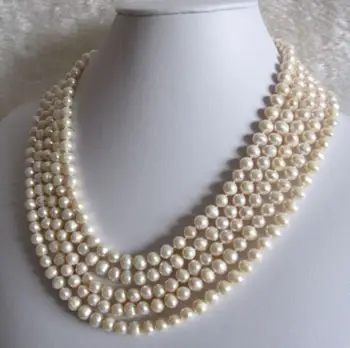 

Genuine 7-8mm AAA Natural White Freshwater cultured Pearl Necklace 100 inches