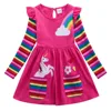 Girls Long Sleeve Unicorn Dress Autumn New Embroidered Cotton Kids Dress Dress Flower Round Neck Dress LH5908 ► Photo 2/6