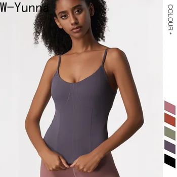 

W-Yunna New Fitness Sports Bra Adjustable Strape Long Sling Backless Yoga Bra Nylon Sexy Fitness Tank Top for Women
