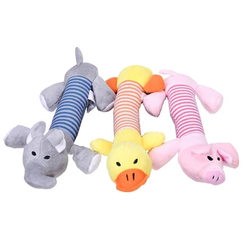 

Pet Dog Plush Toys Stuffed Striped Squeaky Sound Elephant/Duck/Pig Puppy Squeak Chew Toy 66CY