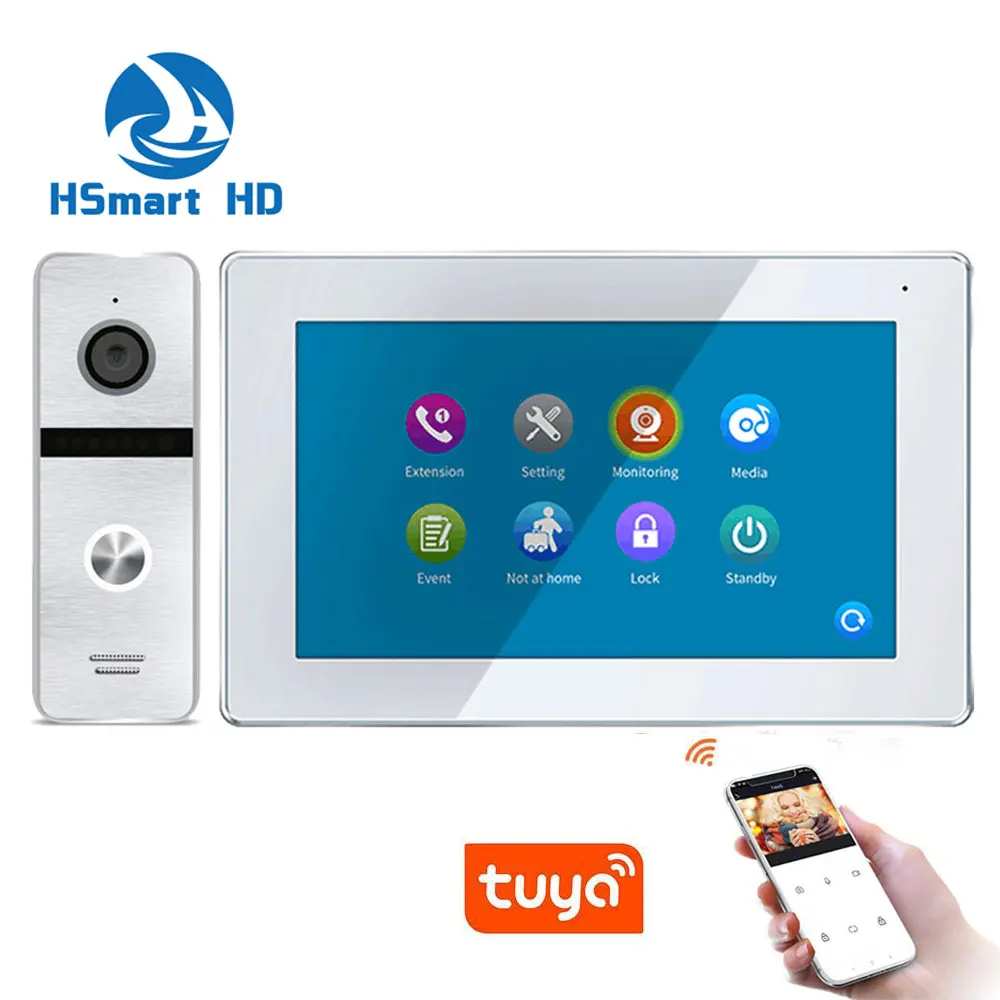 1080P WiFi Wireless Tuya App 7 inch HD Home Video Intercom Phone Doorbell  with Motion Detection