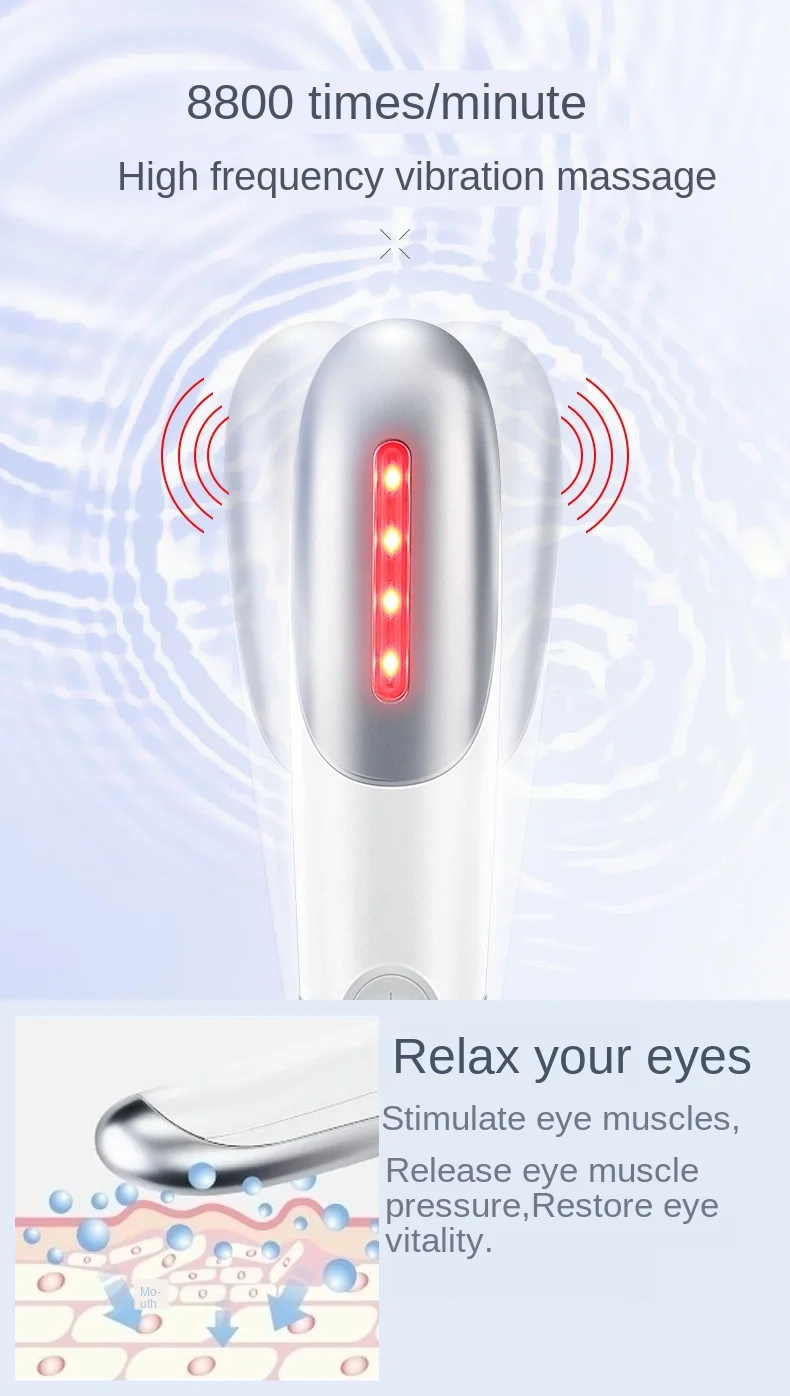 Terapia de Luz Cuidados com os Olhos Portátil Elétrica Aquecida Vibração Olho Beleza Massagem Caneta Rugas Remover Massageador Vermelha Ferramenta Alívio Fadiga 12 Portátil elétrica aquecida vibração olho beleza massagem