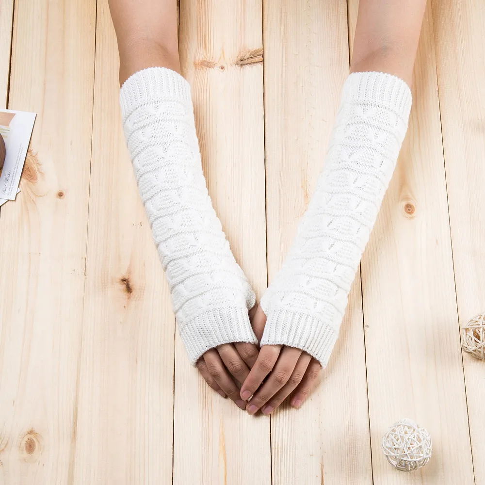 2019 модные длинные перчатки без пальцев Вязаные перчатки soild Цвет классический дизайн руки теплые для женщин леди девушки Открытый Варежки