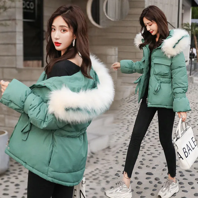 

Online Celebrity Down Jacket Women's 2019 Winter New Style Korean-style Loose-Fit Bread Cotton Coat INS Students Cotton-padded J
