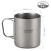 Lixada Camping Titanium Mug Double Wall Titanium Mug Outdoor Picnic Cookware Coffee Water Mug with Foldable Handle 50ML-750ML 5