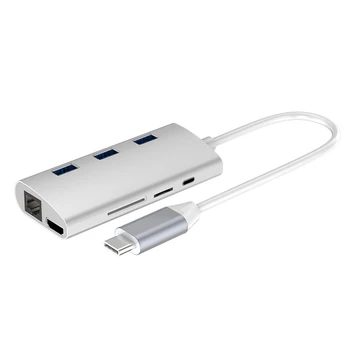 

Type-C To Hub (3 Port Usb3.0) + Hdmi 4K + Rj45 Gigabit + Pd Charging + 3.0 Sd / Tf Card Reading